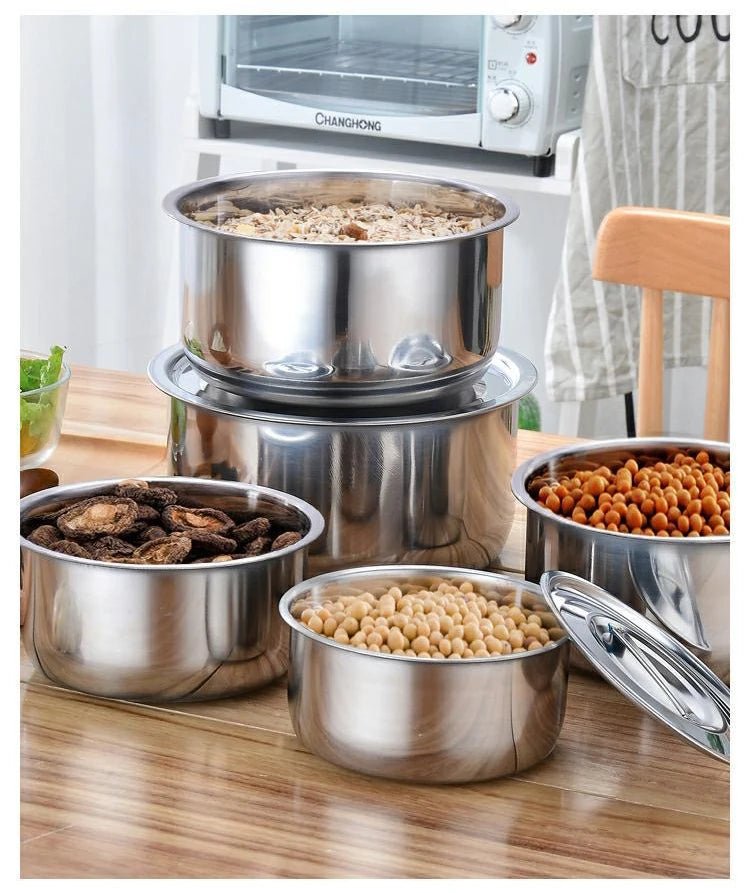 Batterie de Cuisine en Inox – Ensemble 5 Casseroles avec Couvercles, Tous Feux - Cuisine Chez Nadine