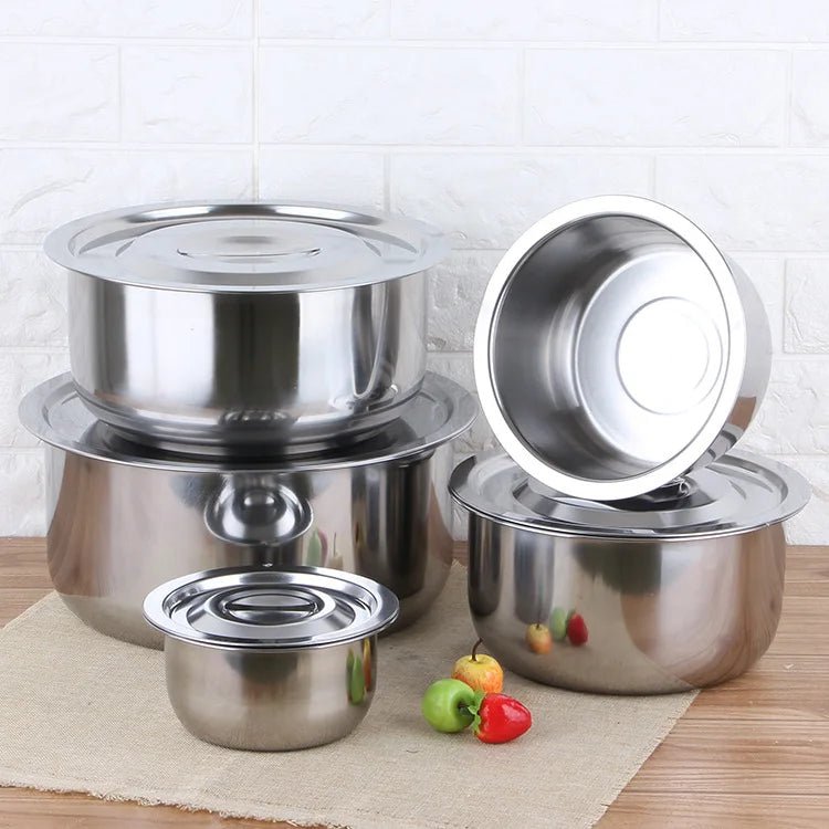 Batterie de Cuisine en Inox – Ensemble 5 Casseroles avec Couvercles, Tous Feux - Cuisine Chez Nadine