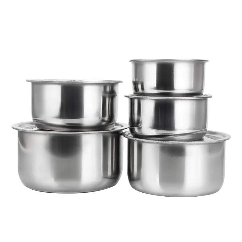 Batterie de Cuisine en Inox – Ensemble 5 Casseroles avec Couvercles, Tous Feux - Cuisine Chez Nadine