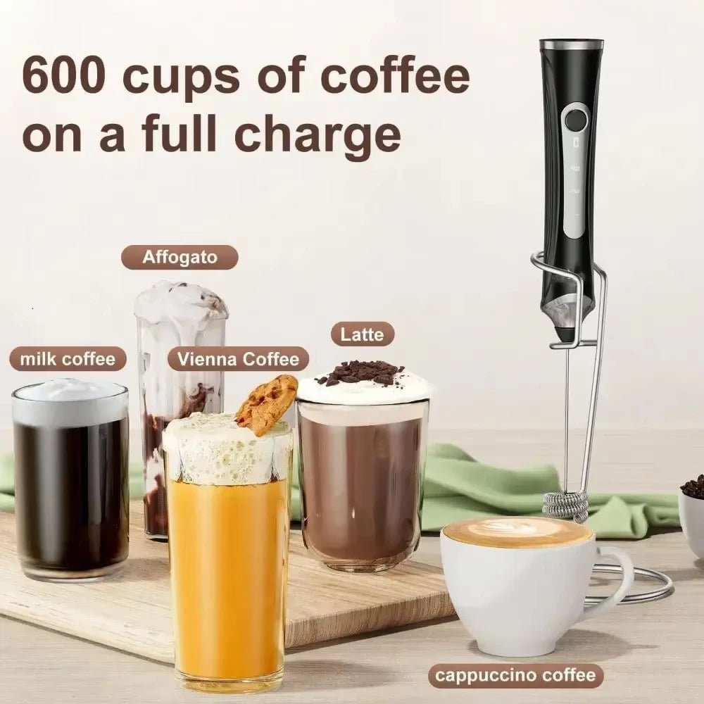 Batteur Électrique et Mousseur à Lait 3 Vitesses - Fouet Double Tige Rechargeable pour Crème, Café et Pâtisserie - Cuisine Chez Nadine