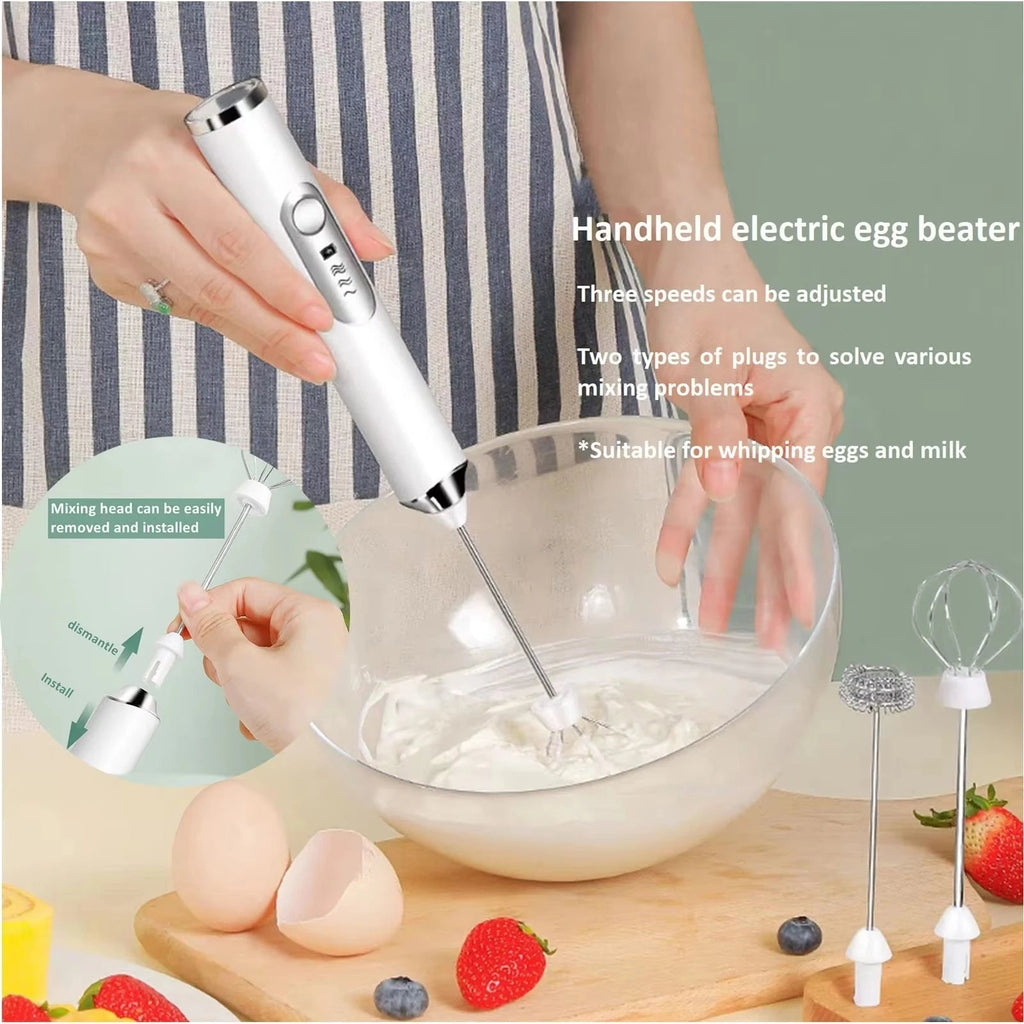 Batteur Électrique et Mousseur à Lait 3 Vitesses - Fouet Double Tige Rechargeable pour Crème, Café et Pâtisserie - Cuisine Chez Nadine