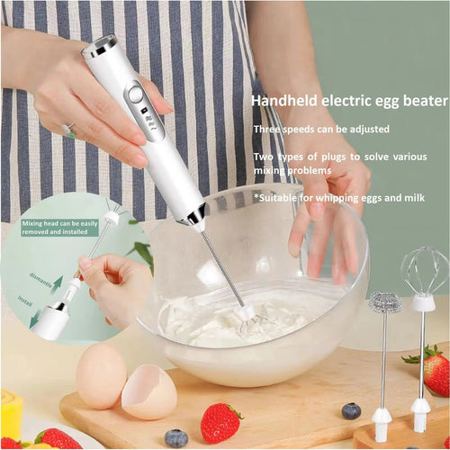 Batteur Électrique et Mousseur à Lait 3 Vitesses - Fouet Double Tige Rechargeable pour Crème, Café et Pâtisserie - Cuisine Chez Nadine