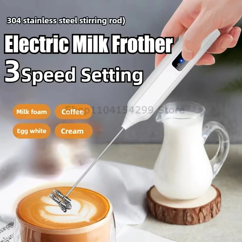 Batteur Électrique et Mousseur à Lait 3 Vitesses Rechargeable - Fouet À Main pour Café, Crème et Œufs - Cuisine Chez Nadine
