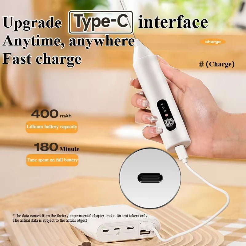 Batteur Électrique et Mousseur à Lait 3 Vitesses Rechargeable - Fouet À Main pour Café, Crème et Œufs - Cuisine Chez Nadine