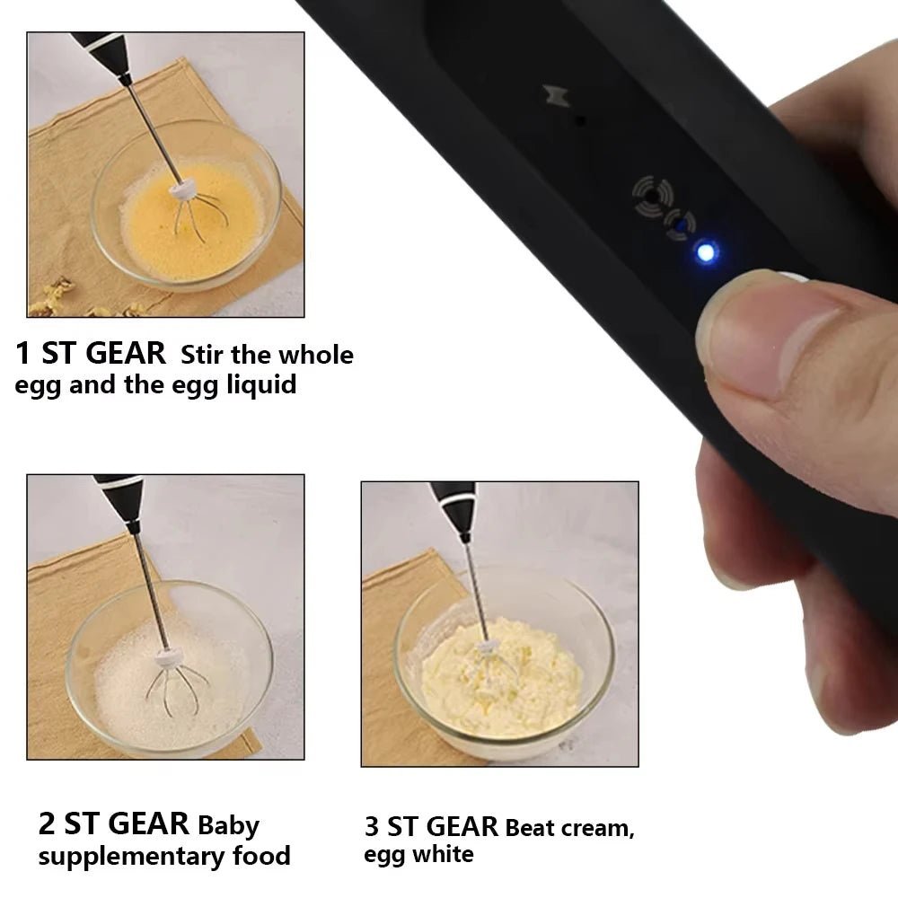 Batteur Électrique et Mousseur à Lait Double Fouet 3 Vitesses Rechargeable - Mixeur pour Café, Crème et Confitures - Cuisine Chez Nadine