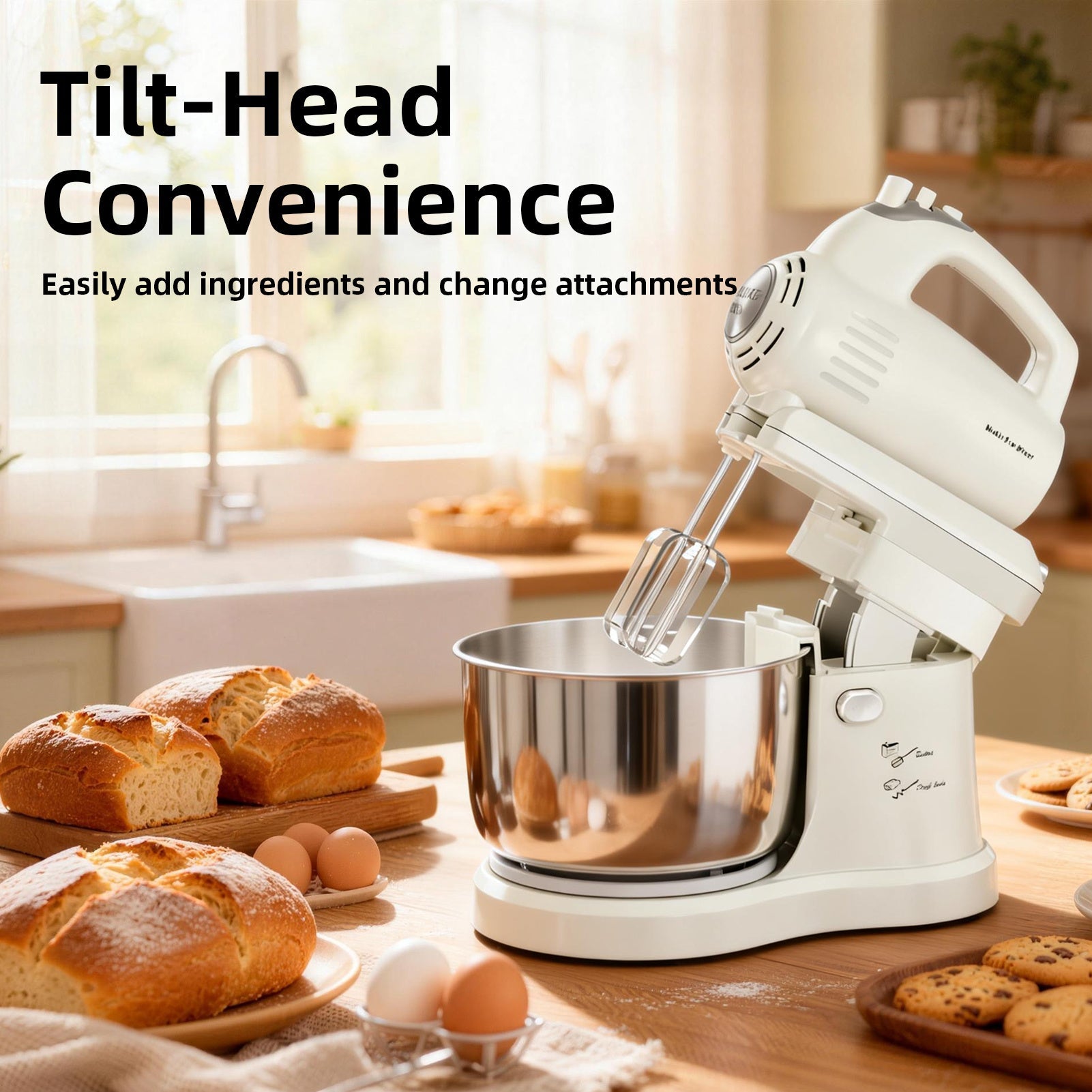 Batteur sur socle électrique automatique 4,8 L - 5 vitesses avec bol rotatif - Cuisine Chez Nadine