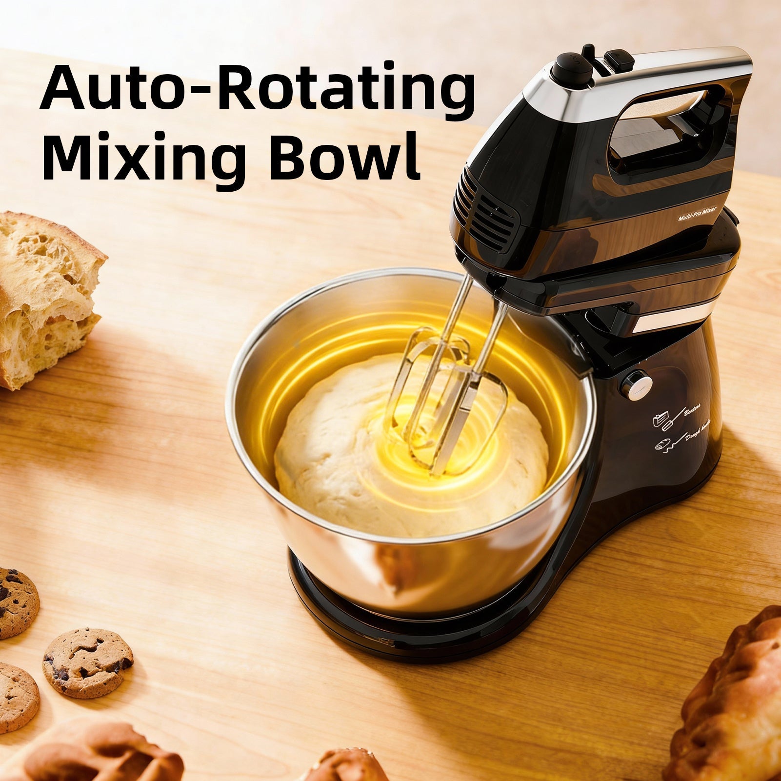 Batteur sur socle électrique automatique 4,8 L - 5 vitesses avec bol rotatif - Cuisine Chez Nadine