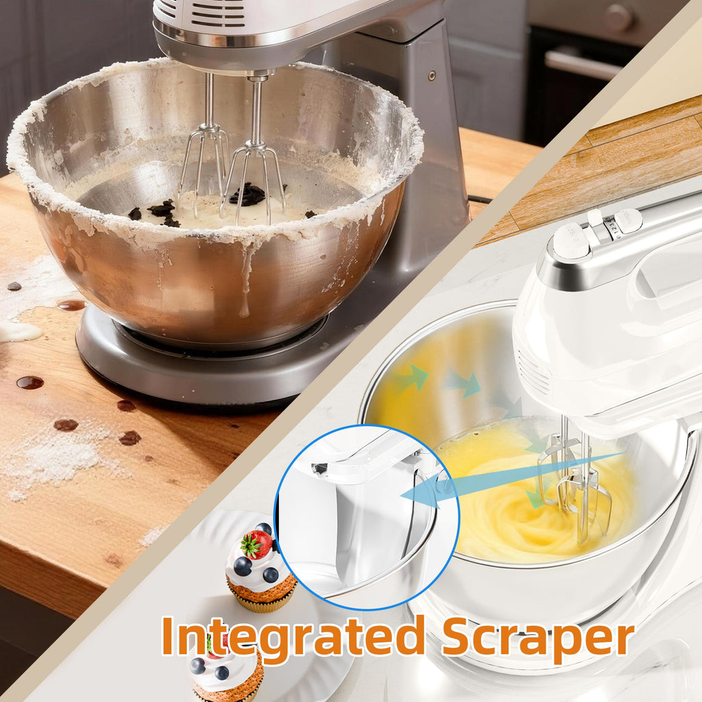 Batteur sur socle électrique automatique 4,8 L - 5 vitesses avec bol rotatif - Cuisine Chez Nadine