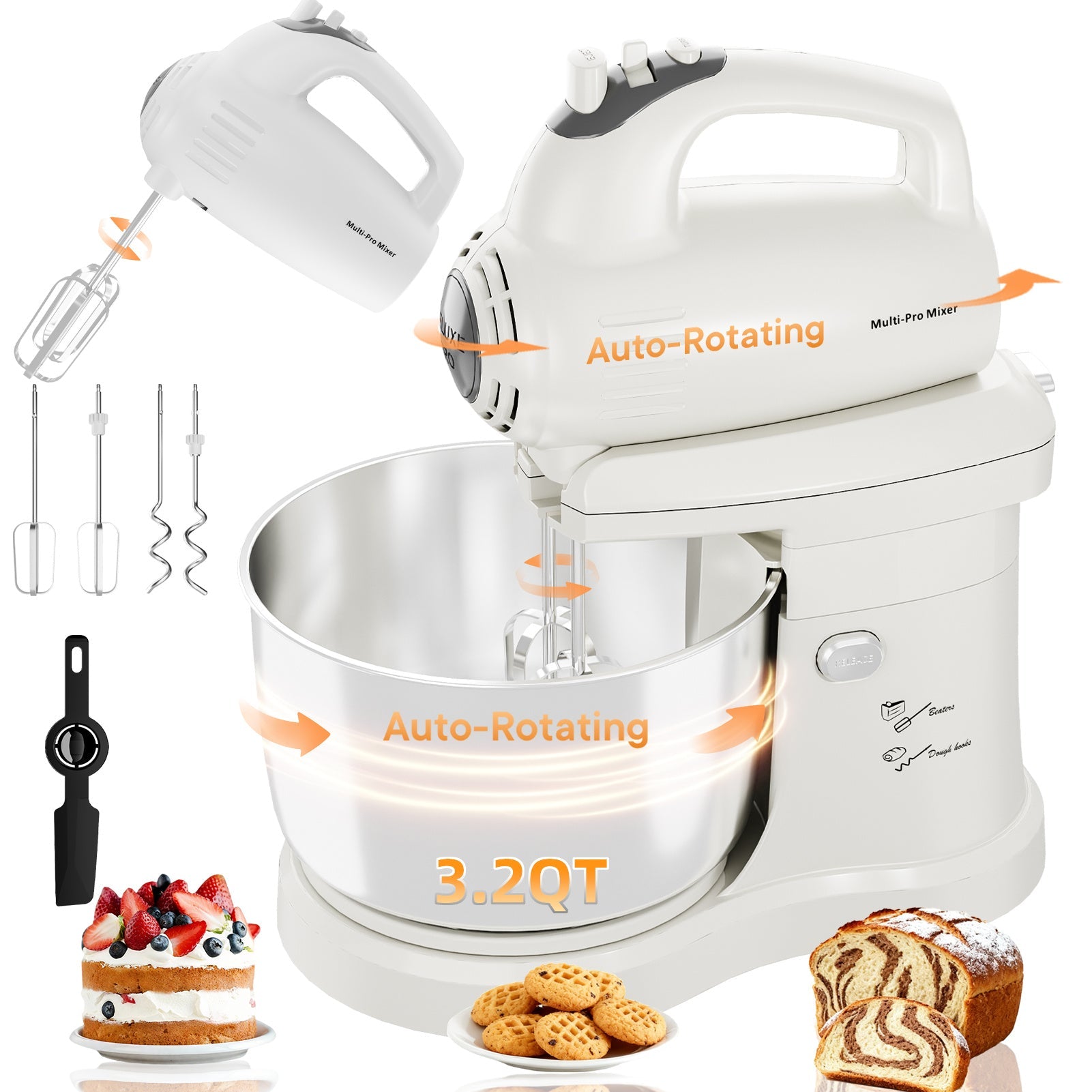 Batteur sur socle électrique automatique 4,8 L - 5 vitesses avec bol rotatif - Cuisine Chez Nadine