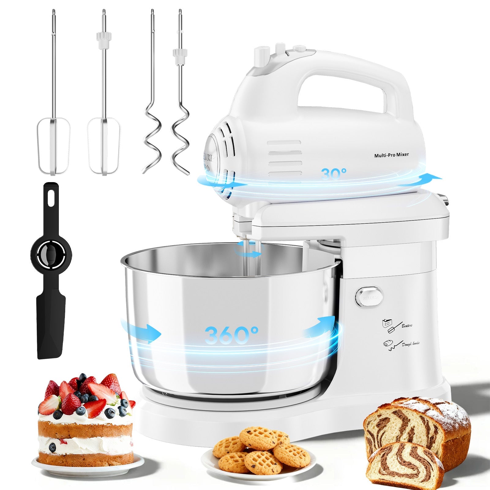 Batteur sur socle électrique automatique 4,8 L - 5 vitesses avec bol rotatif - Cuisine Chez Nadine