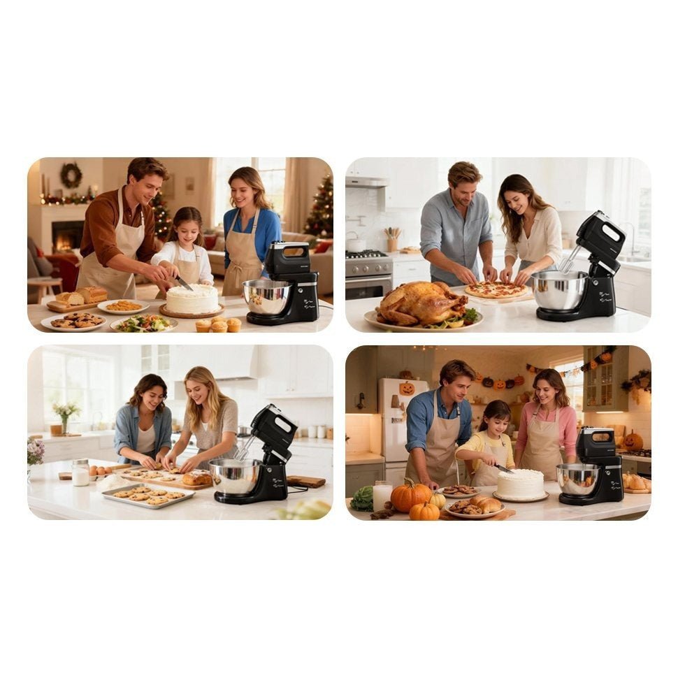Batteur sur socle électrique automatique 4,8 L - 5 vitesses avec bol rotatif - Cuisine Chez Nadine