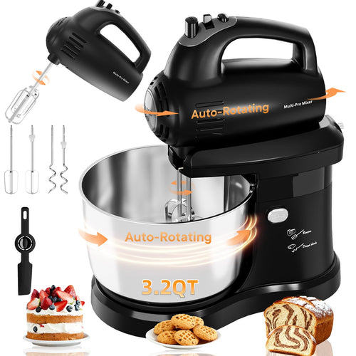 Batteur sur socle électrique automatique 4,8 L - 5 vitesses avec bol rotatif - Cuisine Chez Nadine
