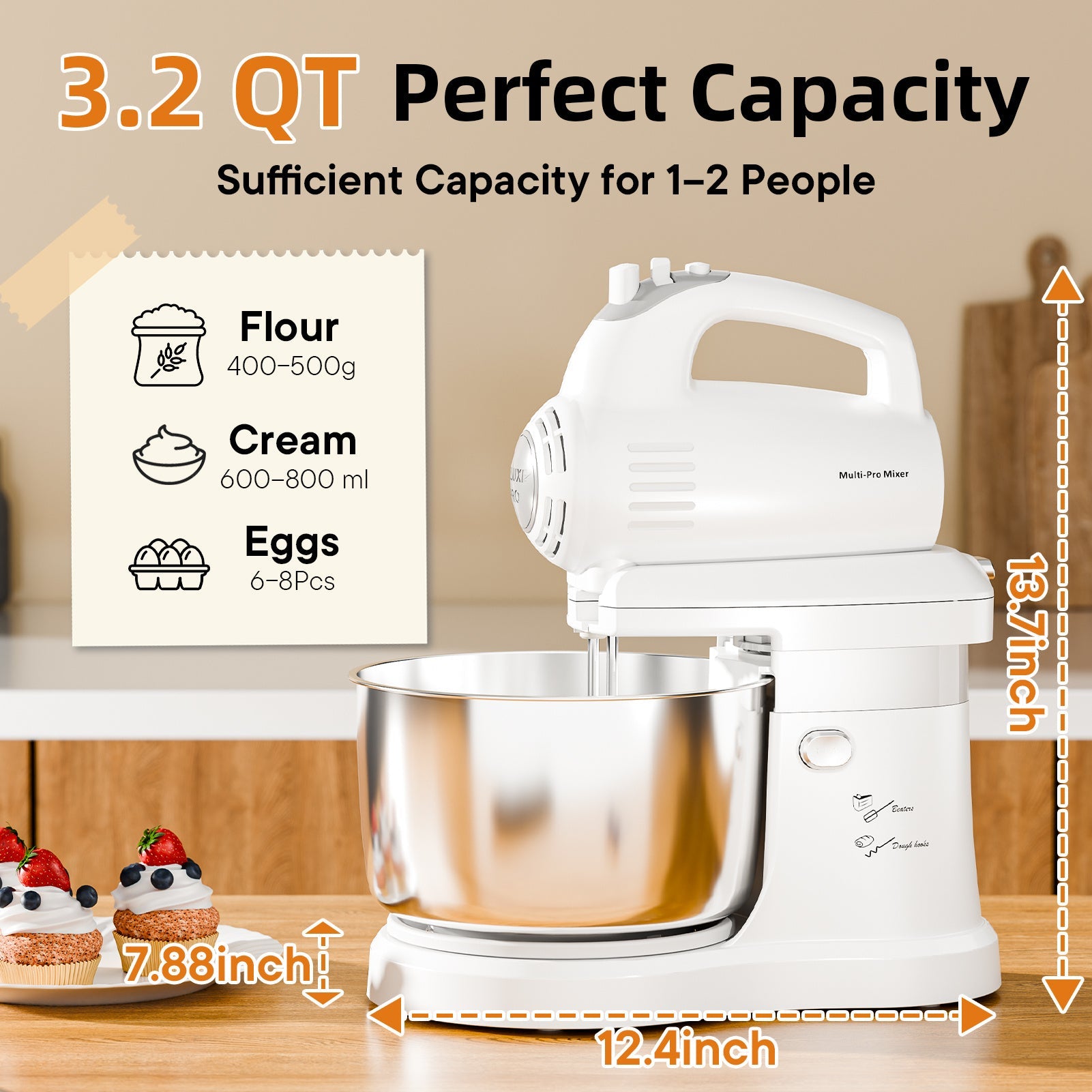 Batteur sur socle électrique automatique 4,8 L - 5 vitesses avec bol rotatif - Cuisine Chez Nadine