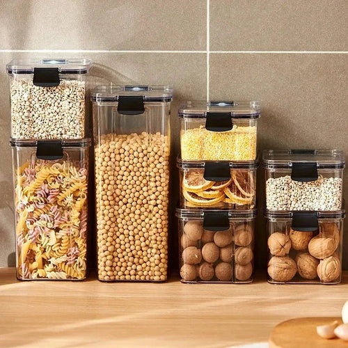 Boîte de rangement alimentaire hermétique de haute qualité, en plastique transparent, organisateur de cuisine, réservoir multifréquence empilable pour aliments secs - Cuisine Chez Nadine