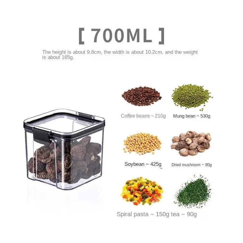 Boîte de rangement alimentaire hermétique de haute qualité, en plastique transparent, organisateur de cuisine, réservoir multifréquence empilable pour aliments secs - Cuisine Chez Nadine