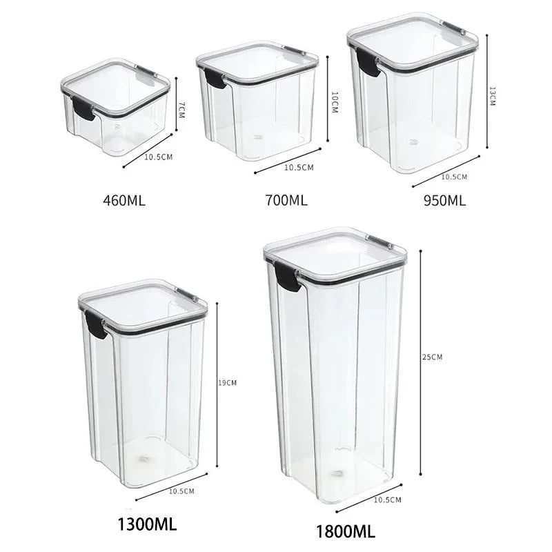 Boîte de rangement alimentaire hermétique de haute qualité, en plastique transparent, organisateur de cuisine, réservoir multifréquence empilable pour aliments secs - Cuisine Chez Nadine