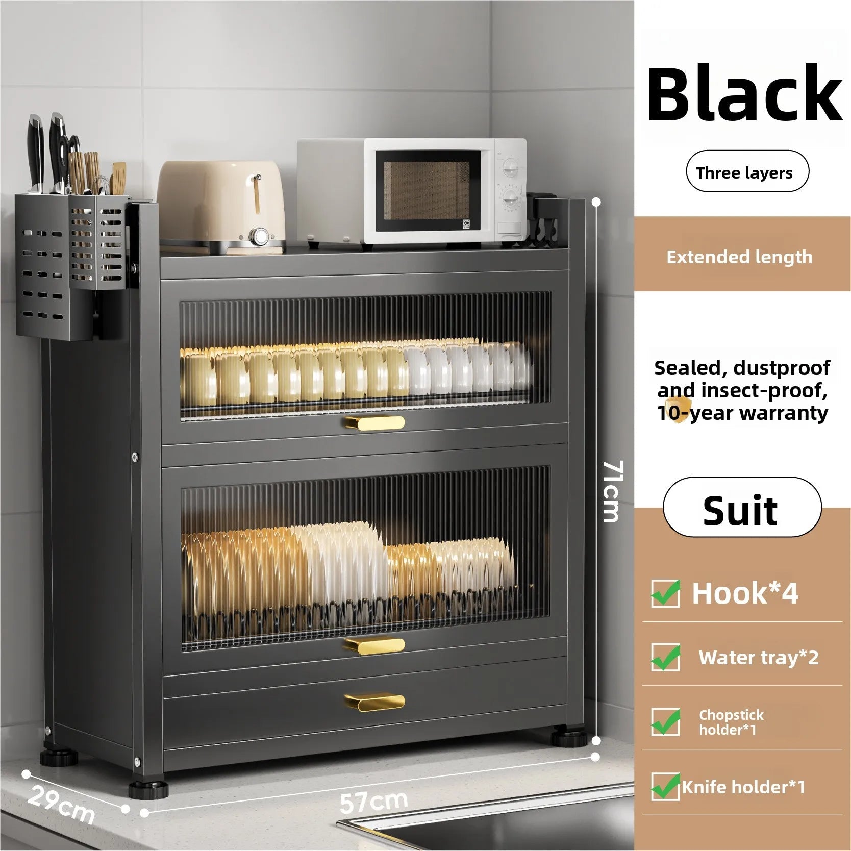Boîte de rangement de cuisine avec porte, égouttoir à vaisselle anti - poussière, à poser sur le plan de travail, porte - baguettes, porte - assiettes, égouttoir à vaisselle - Cuisine Chez Nadine