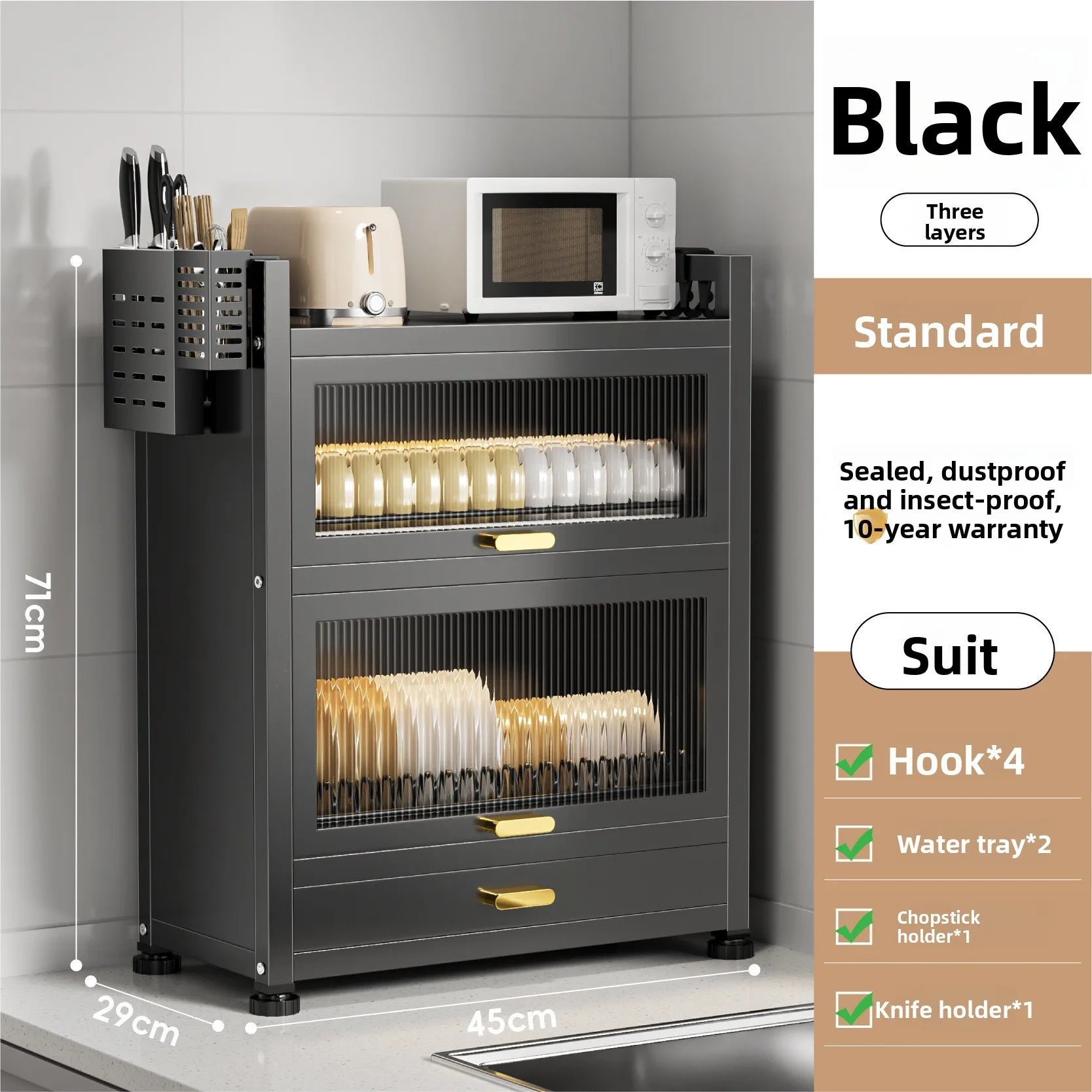 Boîte de rangement de cuisine avec porte, égouttoir à vaisselle anti - poussière, à poser sur le plan de travail, porte - baguettes, porte - assiettes, égouttoir à vaisselle - Cuisine Chez Nadine