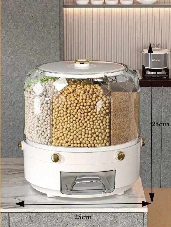 Boîte de rangement de cuisine Distributeur de riz rotatif à 360 degrés Bac distributeur étanche pour céréales et grains - Cuisine Chez Nadine