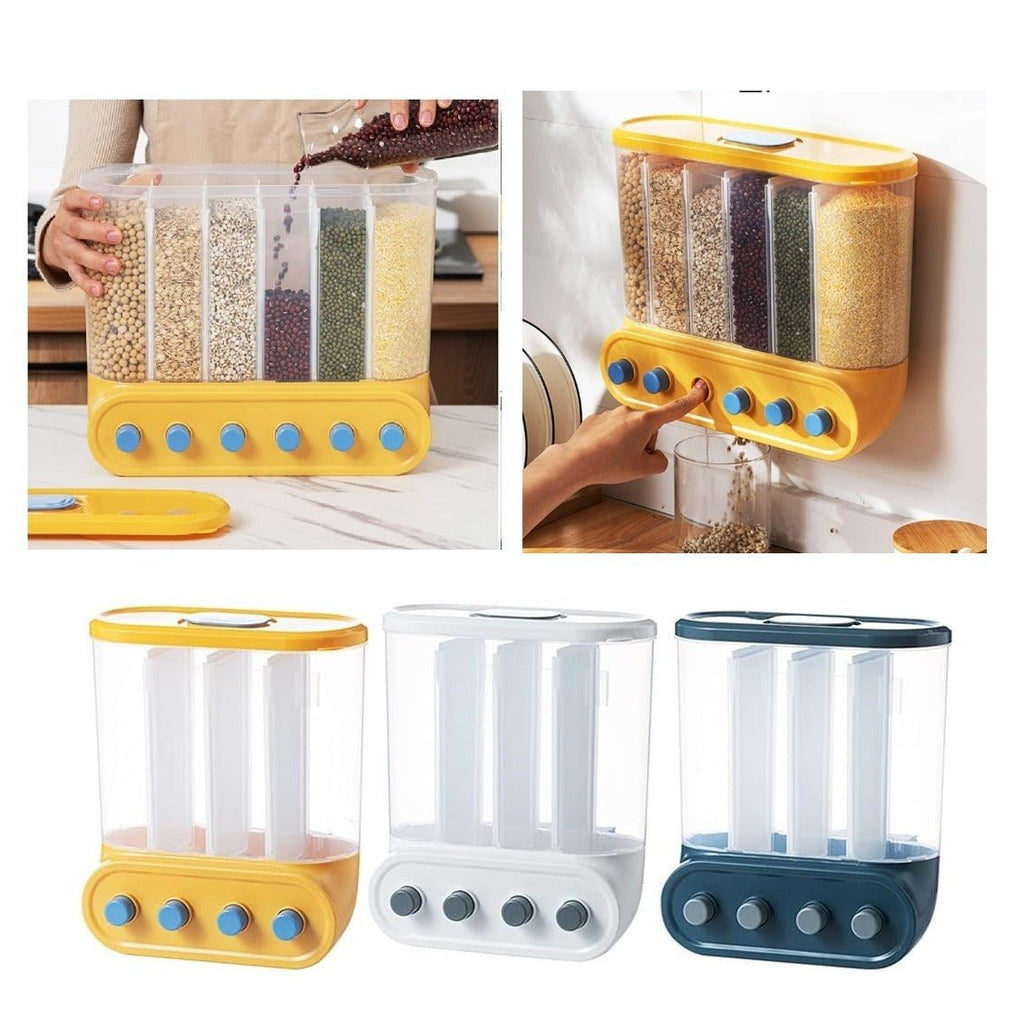 Boîte de rangement murale multifonction avec compartiments - Distributeur de céréales et grains hermétique - Organisateur cuisine anti - insectes et humidité - Cuisine Chez Nadine