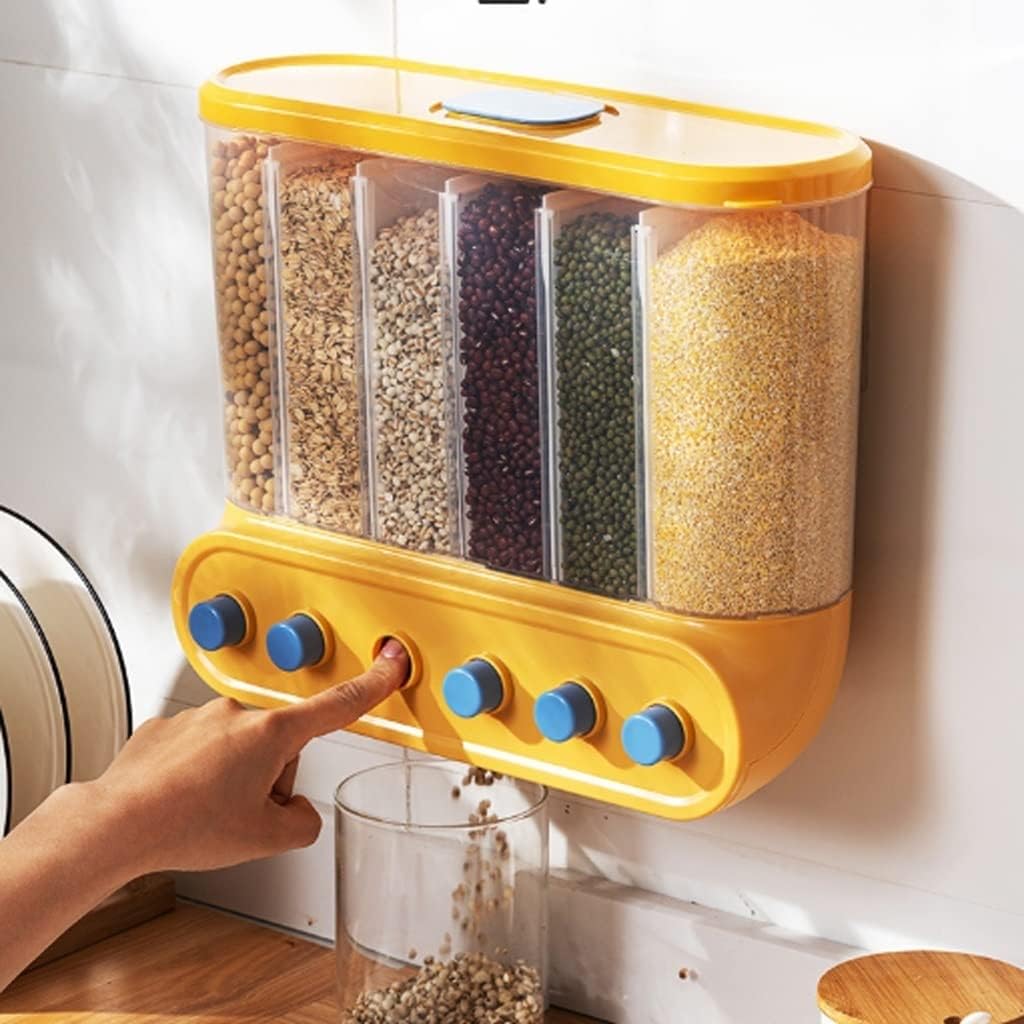 Boîte de rangement murale multifonction avec compartiments - Distributeur de céréales et grains hermétique - Organisateur cuisine anti - insectes et humidité - Cuisine Chez Nadine