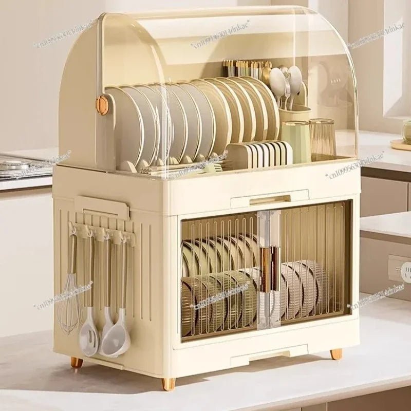Boîte de Rangement pour Vaisselle avec Couvercle et Égouttoir - Organisateur Bols Plastique Armoire - Cuisine Chez Nadine