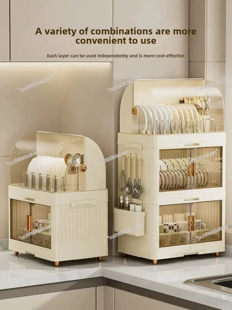 Boîte de Rangement pour Vaisselle avec Couvercle et Égouttoir - Organisateur Bols Plastique Cuisine - Cuisine Chez Nadine