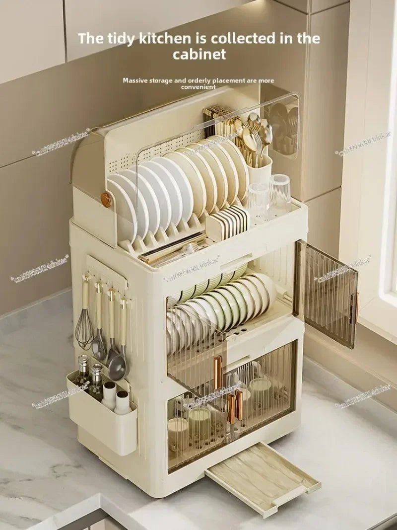 Boîte de Rangement pour Vaisselle avec Couvercle et Égouttoir - Organisateur Bols Plastique Cuisine - Cuisine Chez Nadine