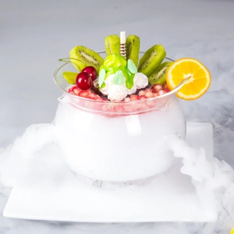 Bol en verre pour cuisine moléculaire 2 en 1 - Bol à salade artistique avec base sphérique pour glace carbonique - Cuisine Chez Nadine