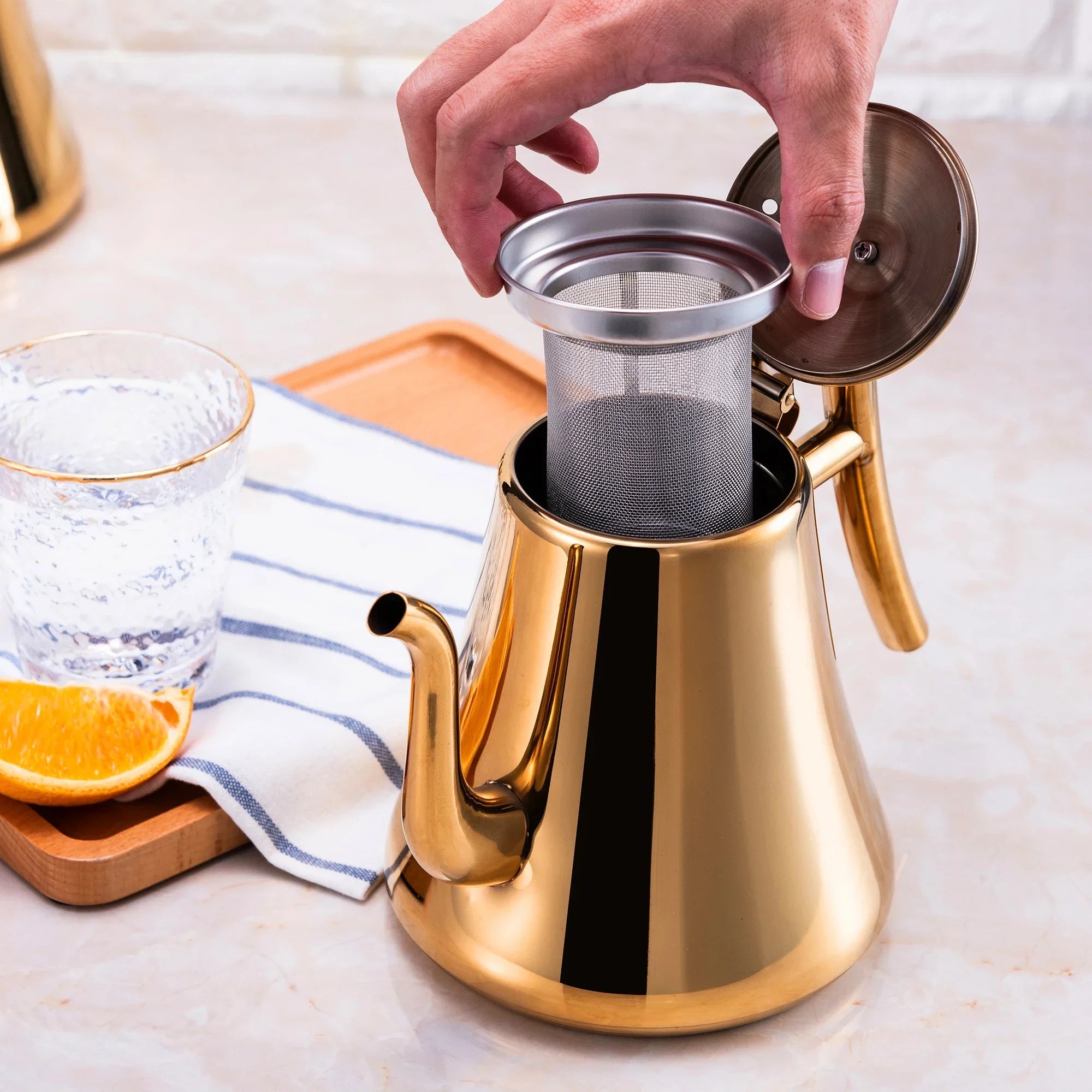 Bouilloire à Thé en Acier Inoxydable pour Cuisinière avec Infuseur Amovible 1L/1.5L/2L - Cuisine Chez Nadine