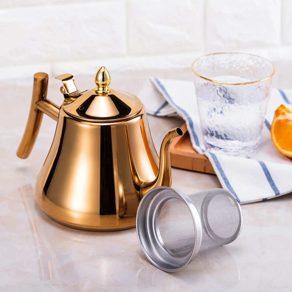 Bouilloire à Thé en Acier Inoxydable pour Cuisinière avec Infuseur Amovible 1L/1.5L/2L - Cuisine Chez Nadine