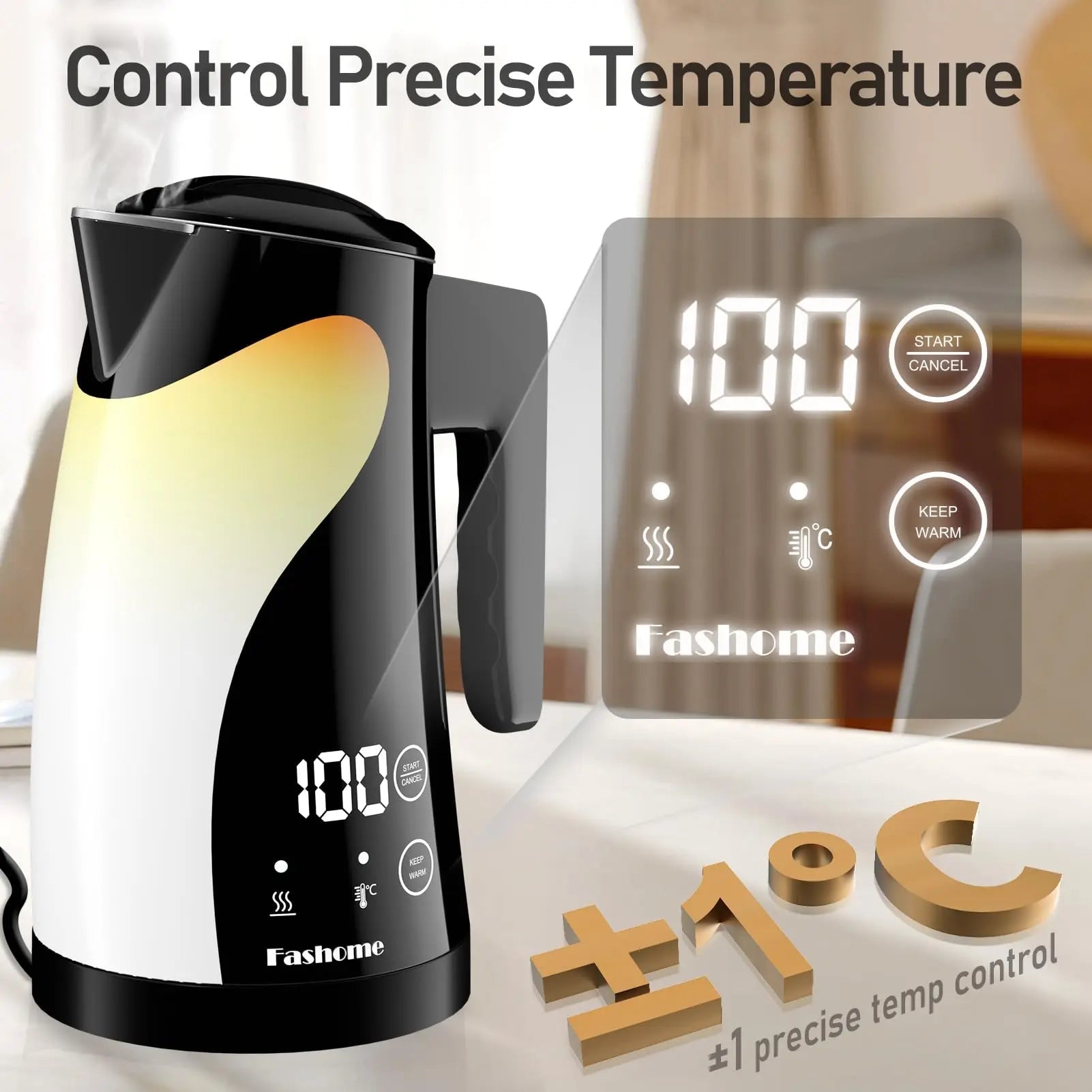 Bouilloire Électrique Col de Cygne 1,2L en Acier Inoxydable avec Contrôle de Température 1300W - Théière et Cafetière - Cuisine Chez Nadine