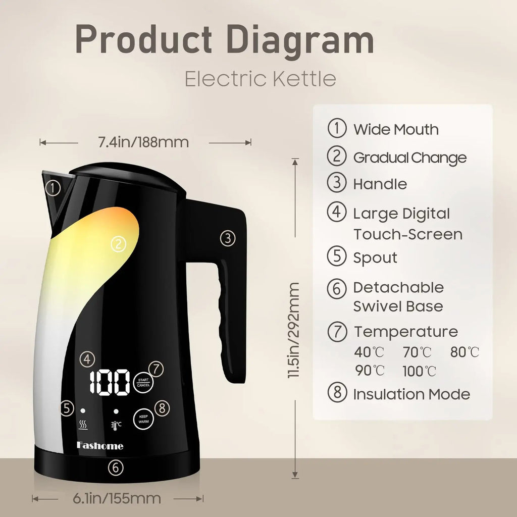 Bouilloire Électrique Col de Cygne 1,2L en Acier Inoxydable avec Contrôle de Température 1300W - Théière et Cafetière - Cuisine Chez Nadine