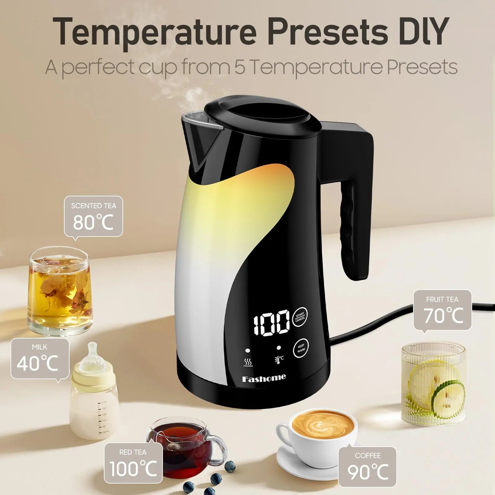 Bouilloire Électrique Col de Cygne 1,2L en Acier Inoxydable avec Contrôle de Température 1300W - Théière et Cafetière - Cuisine Chez Nadine