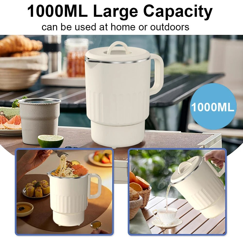 Bouilloire Électrique Portable 1L avec Panier Vapeur - Acier Inoxydable Multifonction - Cuisine Chez Nadine