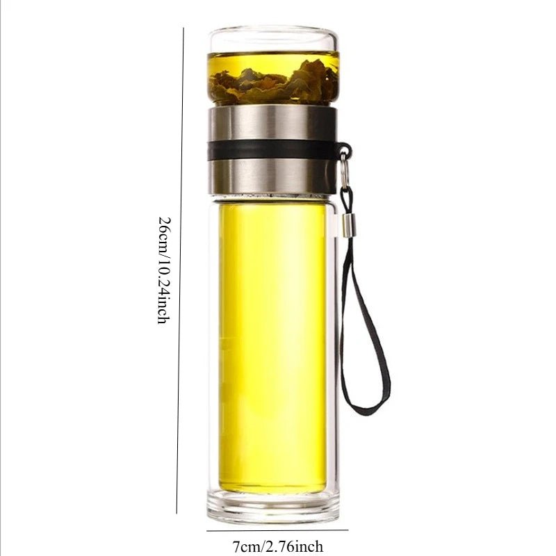 Bouteille en Verre Borosilicate Double Paroi avec Infuseur à Thé Tumbler - Cuisine Chez Nadine