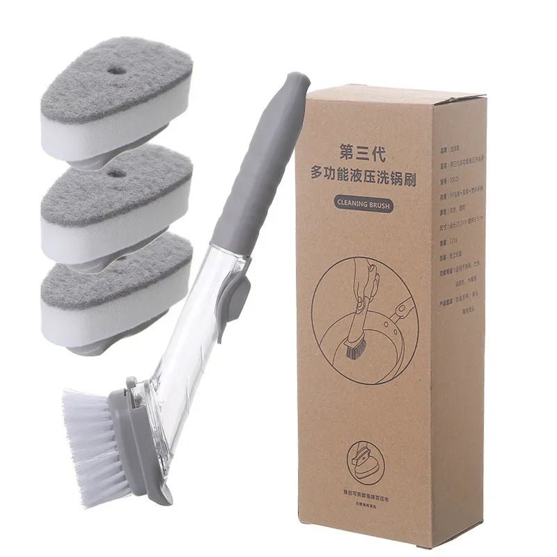Brosse de Nettoyage à Manche Long avec Distributeur de Savon - Éponge pour Vaisselle - Cuisine Chez Nadine