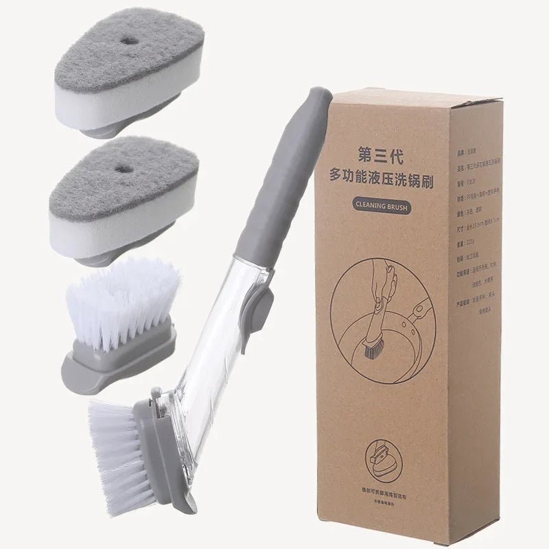 Brosse de Nettoyage à Manche Long avec Distributeur de Savon - Éponge pour Vaisselle - Cuisine Chez Nadine