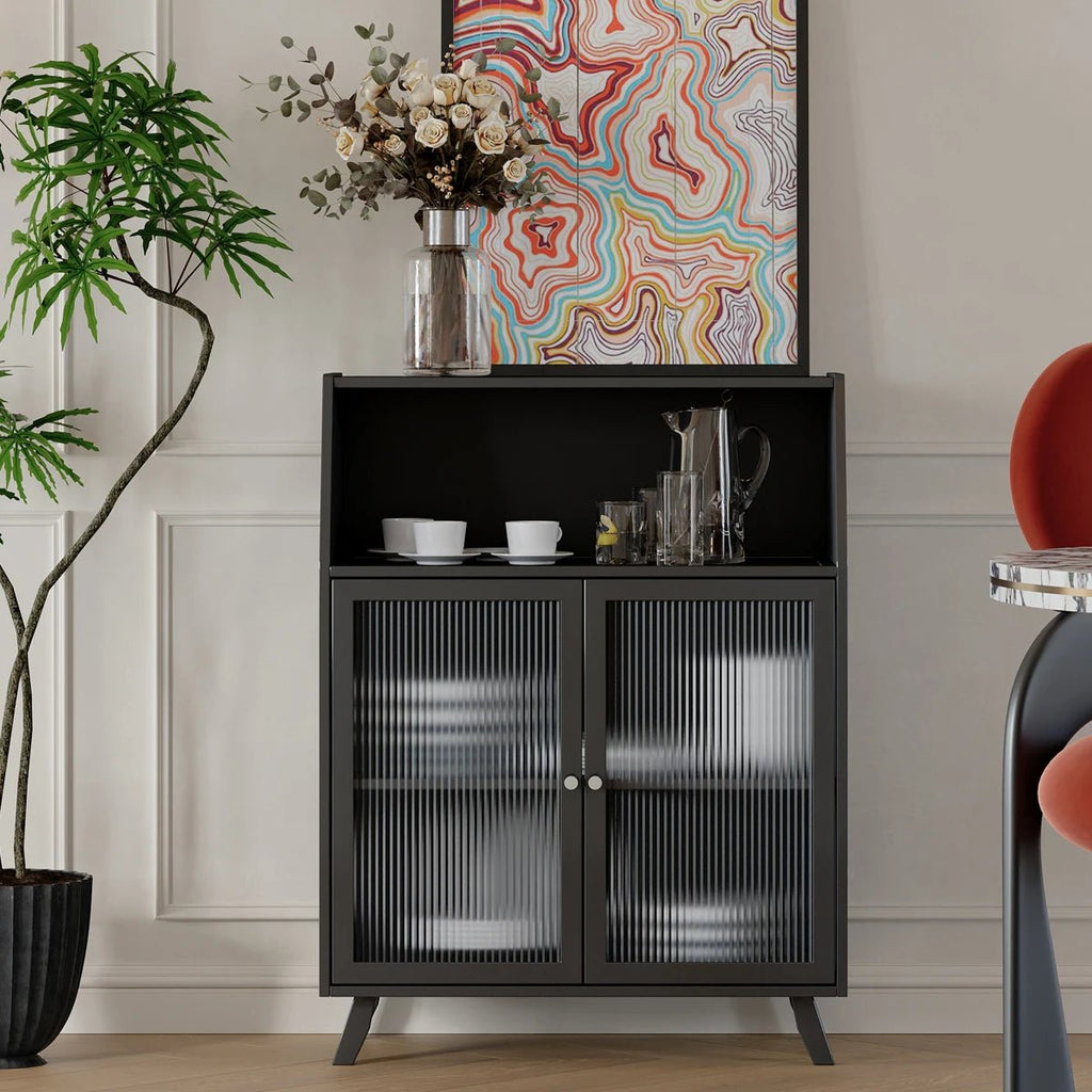 Buffet mural en bambou pour petit espace salon, étagère de rangement de cuisine avec armoire à thé et à vin, casier mural pour usage domestique - Cuisine Chez Nadine
