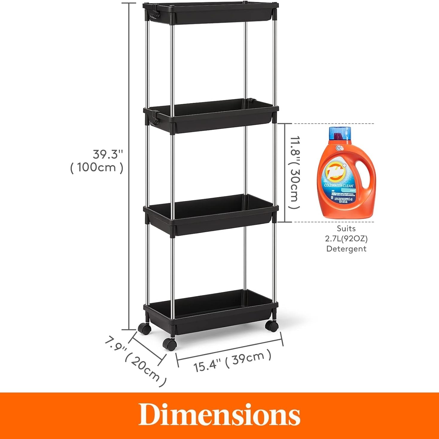 Chariot de rangement à 4 étages Lifewit avec roulettes pour espaces étroits - Cuisine Chez Nadine