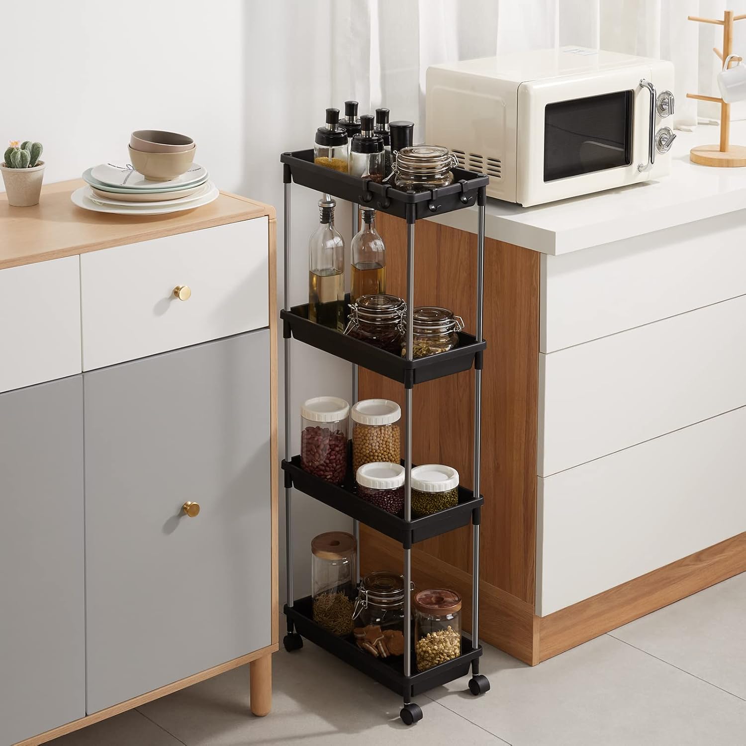 Chariot de rangement à 4 étages Lifewit avec roulettes pour espaces étroits - Cuisine Chez Nadine