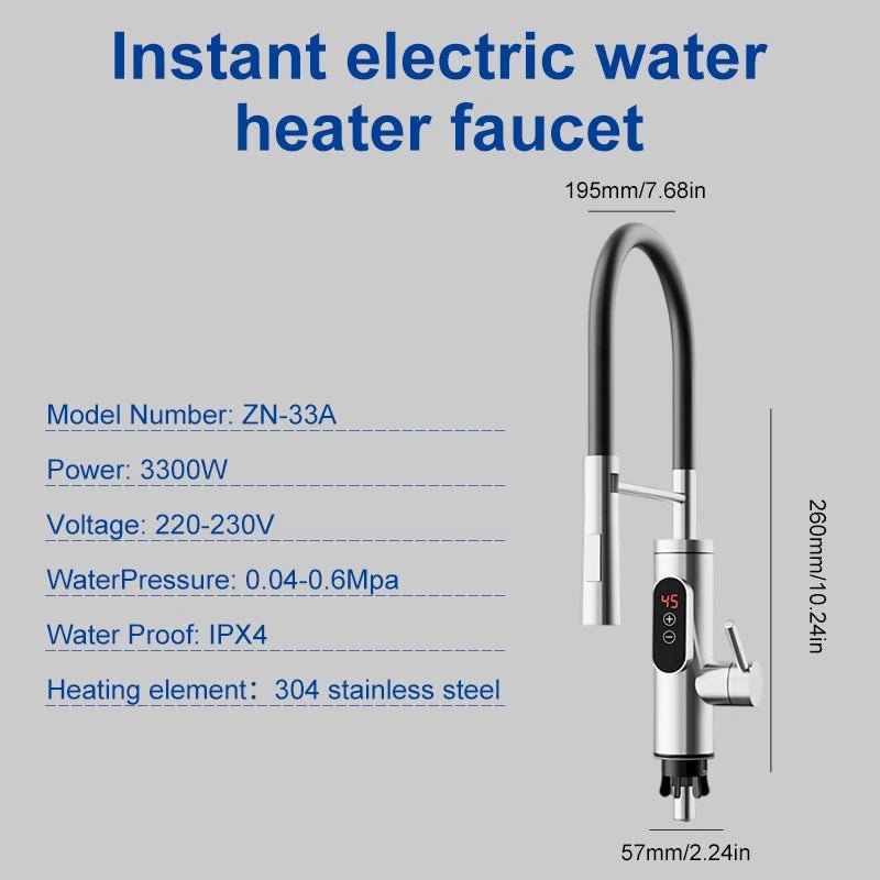 Chauffe - Eau Électrique Instantané 3300W 220V - Robinet Cuisine sans Réservoir avec Affichage Digital pour Évier - Cuisine Chez Nadine