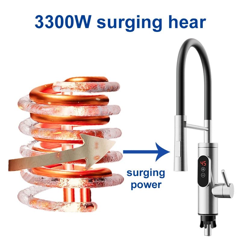 Chauffe - Eau Électrique Instantané 3300W 220V - Robinet Cuisine sans Réservoir avec Affichage Digital pour Évier - Cuisine Chez Nadine