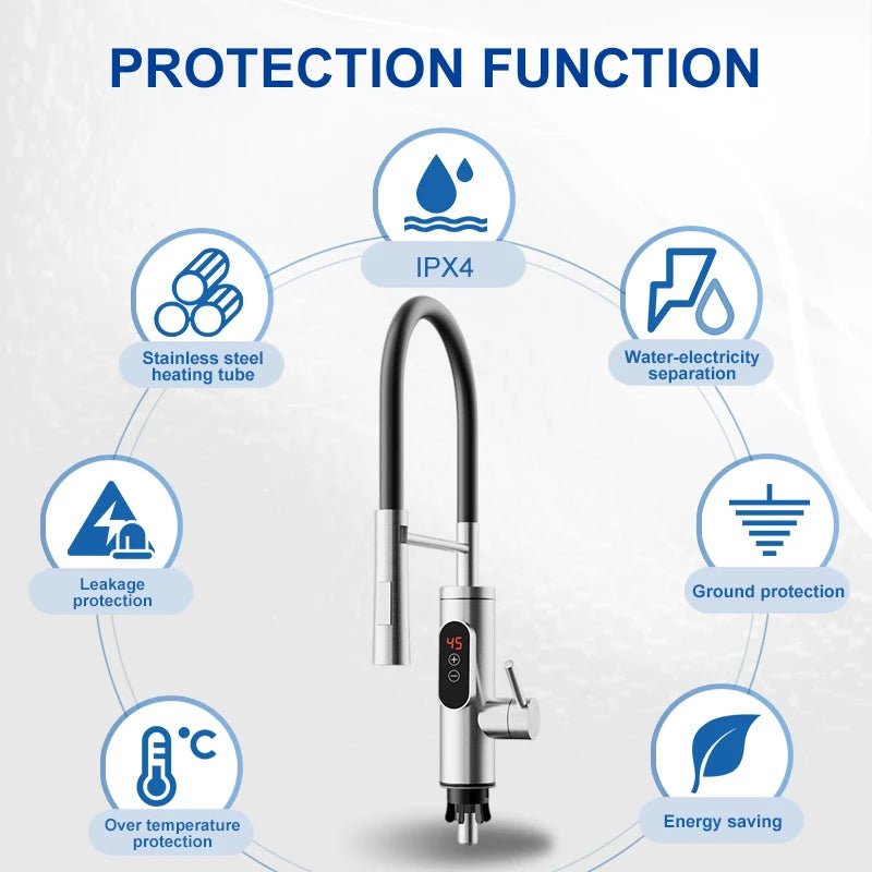 Chauffe - Eau Électrique Instantané 3300W 220V - Robinet Cuisine sans Réservoir avec Affichage Digital pour Évier - Cuisine Chez Nadine