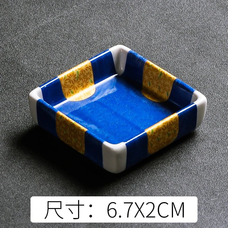 Coupelle carrée en céramique pour sauces - Assiette japonaise peinte à la main pour condiments et apéritifs - Cuisine Chez Nadine