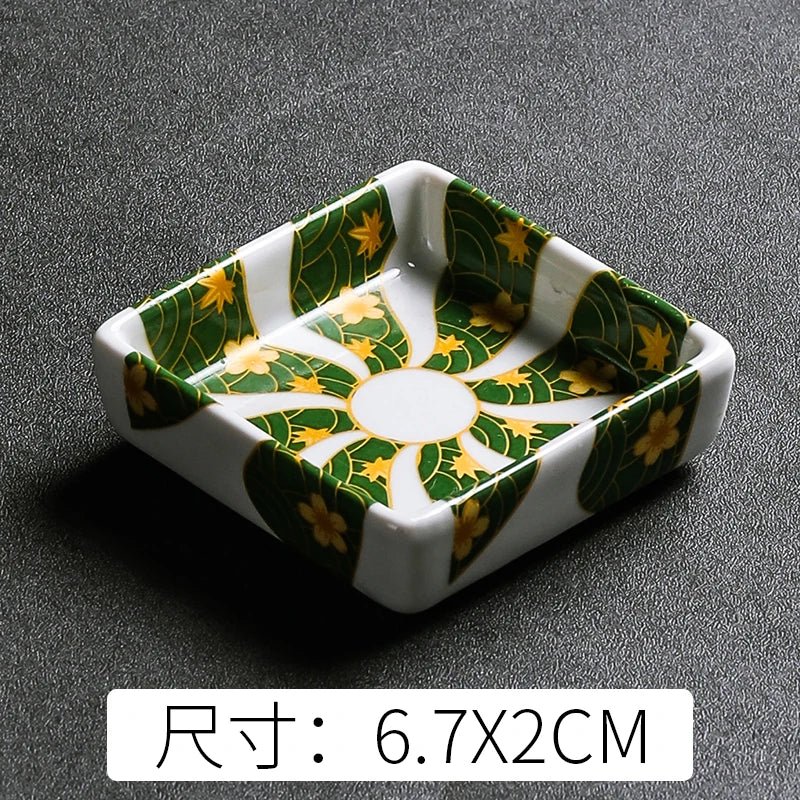 Coupelle carrée en céramique pour sauces - Assiette japonaise peinte à la main pour condiments et apéritifs - Cuisine Chez Nadine