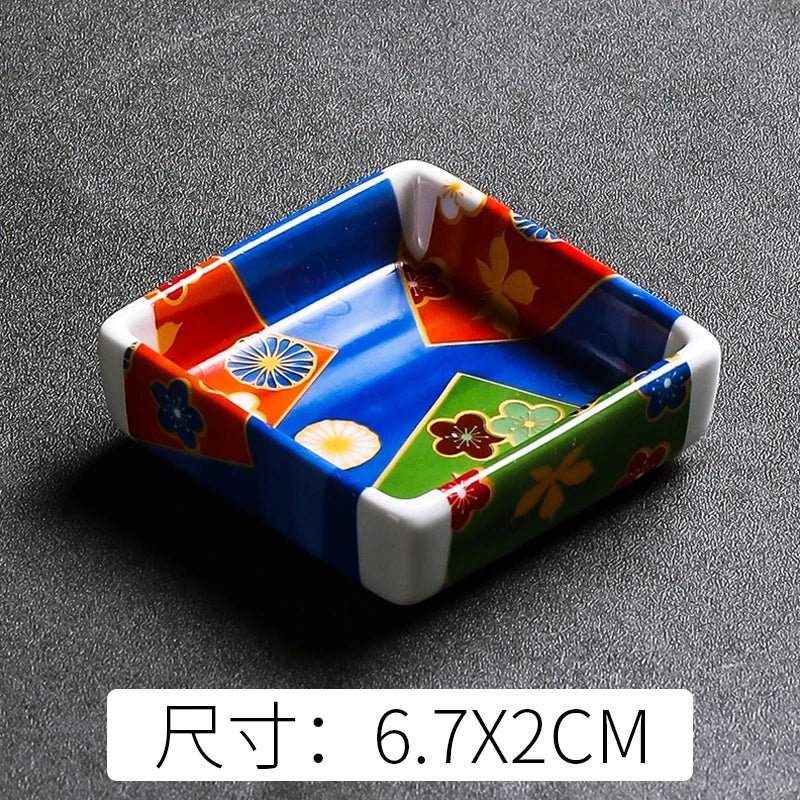 Coupelle carrée en céramique pour sauces - Assiette japonaise peinte à la main pour condiments et apéritifs - Cuisine Chez Nadine