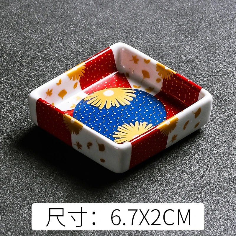 Coupelle carrée en céramique pour sauces - Assiette japonaise peinte à la main pour condiments et apéritifs - Cuisine Chez Nadine