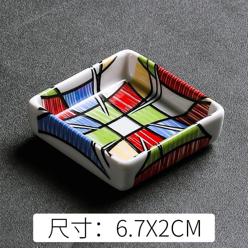 Coupelle carrée en céramique pour sauces - Assiette japonaise peinte à la main pour condiments et apéritifs - Cuisine Chez Nadine