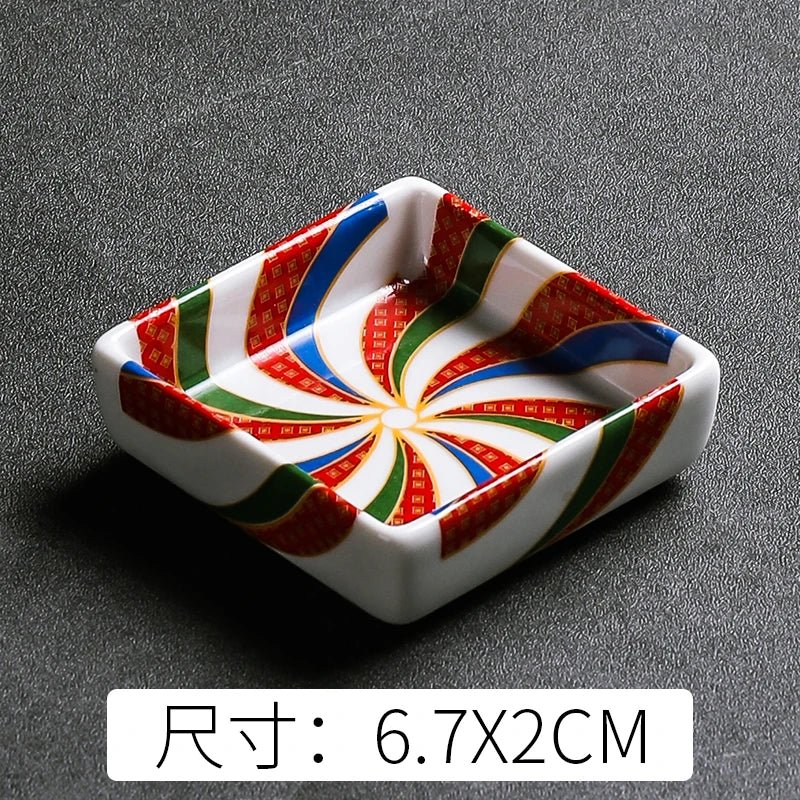 Coupelle carrée en céramique pour sauces - Assiette japonaise peinte à la main pour condiments et apéritifs - Cuisine Chez Nadine